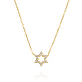 שרשרת זהב 14K עם תליון מגן דוד משובץ יהלומים
